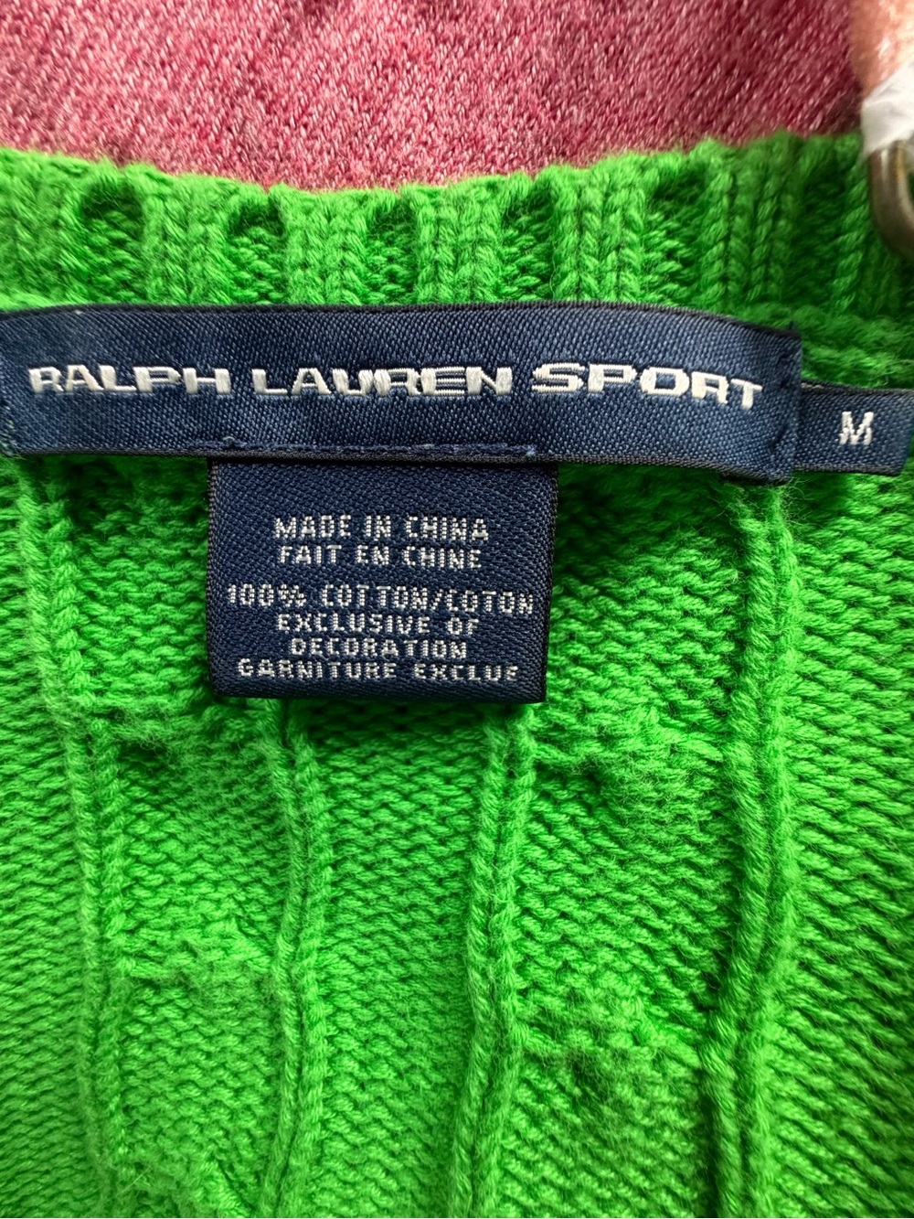 Ralph Lauren Green Cable-Knit V-Neck Sweater - Women's - Picture 3 of 3